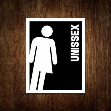 Imagem de Placa Banheiro Sinalização Masculino Feminino Unissex Italic
