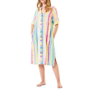 Imagem de Vestido Viscose Listrado - Lohe, Rosa, GG