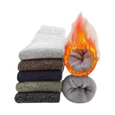 Imagem de Meias Masculinas De Inverno Quentes E Grossas De Cano Médio Com Toalha
