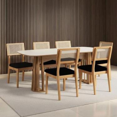 Imagem de Mesa de Jantar Retangular 180cm com 6 Cadeiras 100% MDF - Casa Lar SJ,