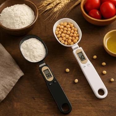 Imagem de Colher Medidora Balança Digital Grãos Dieta Fitness Pesar Alimentos Pr