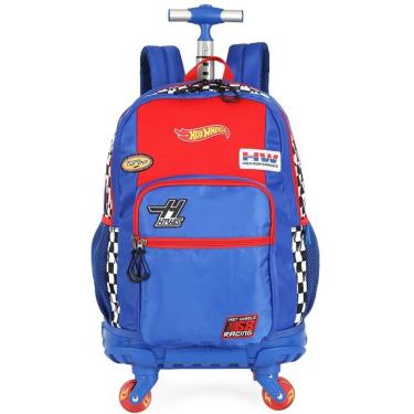 Imagem de Mochila Escolar de Rodinhas 360 HOT Wheels Azul Luxcel