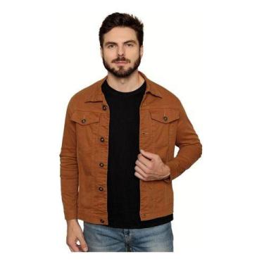 Imagem de Jaqueta Jeans Masculina Sarja Slim - La Rosa Flor, GG, Marrom, Sarja
