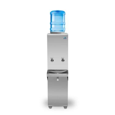 Imagem de Bebedouro Industrial de Coluna Galão Frisbel 25 Litros 2 Torneiras Geladas Inox - 220V