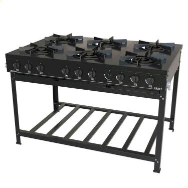 Imagem de Fogão Industrial Venâncio A Gás Glp Bravo 6 Bocas Preto Br6bpr