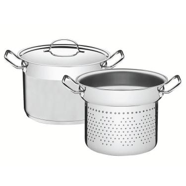 Imagem de Jogo Cozi-pasta Tramontina Professional Em Aço Inox Fundo Triplo Com Tampa Plana 2 Pçs 20cm 65620410