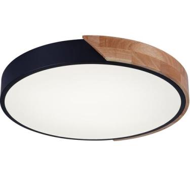 Imagem de Luminária de Teto 40cm Plafon Luxo com Madeira Led 3 Cores - TGFSHOP, 