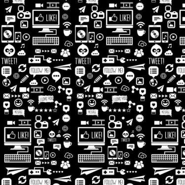 Imagem de Papel Parede Preto Branco Like Message Tweet Wifi Emoticon