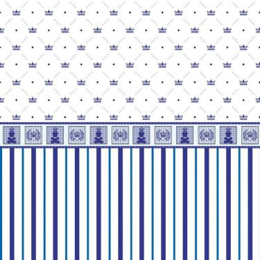 Imagem de Papel Parede Adesivo Urso Coroa Azul E Listra Infantil Bebe