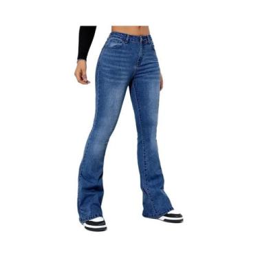 Imagem de Calças Jeans Femininas De Cintura Alta, Estilo Flare, Skinny, Em Denim