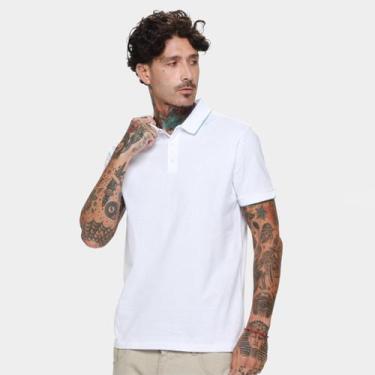 Imagem de Camisa Polo Ellus Lisa Casual Masculina, Branco, M