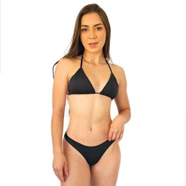 Imagem de Biquíni Feminino Canelado Asa Delta Cortininha Liso Proteção Uv Moda P