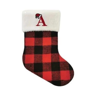 Imagem de Enfeites De Natal Em Xadrez Preto, Meias Alfabeto Para Pendurar, Supor