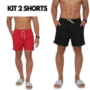 Imagem de Short linho Conexão Kit 2 und, M, Branco, Verde militar