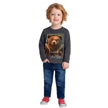 Imagem de Camiseta Infantil Menino Inverno Meia Malha Confortável Moderna Sofist