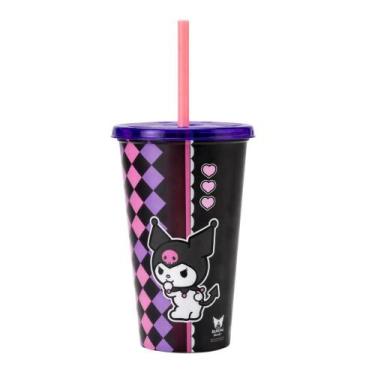 Imagem de Copo Com Canudo E Tampa Hello Kitty & Kuromi 500ml Lembrancinha Festa 