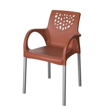 Imagem de Poltrona Deluxe com Pés de Alumínio Forte Plástico Cor Terracota, Terr