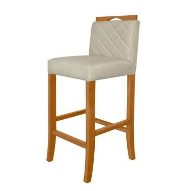 Imagem de Banqueta Alta para Cozinha de Madeira Maciça Estofada com Encosto Multimóveis CR15018
