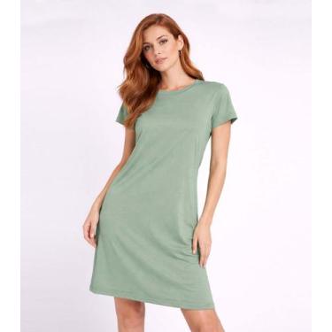 Imagem de Vestido Feminino Curto Com Manga Infinita Cor Verde, M, Verde