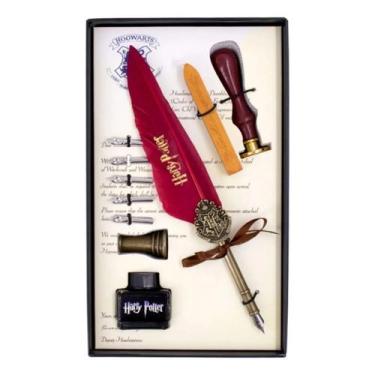 Imagem de Kit Especial Caneta Tinteiro Harry Potter Pena Sinetecera Cor:Vermelho