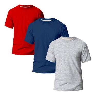 Imagem de Camiseta Masculina Kit Lisa Básica 100% Algodão - LHSHOP, Cinza, M