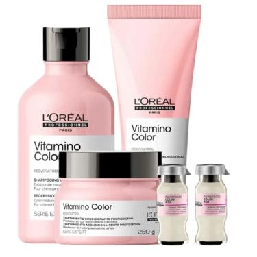 Imagem de Kit Vit Color Shampoo + Condicionador + Mascara + 2 Ampolas