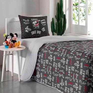 Imagem de Edredom Disney Mickey Jadore Solteiro 70% Algodão 30% Poliéster Dupla Face Cinza