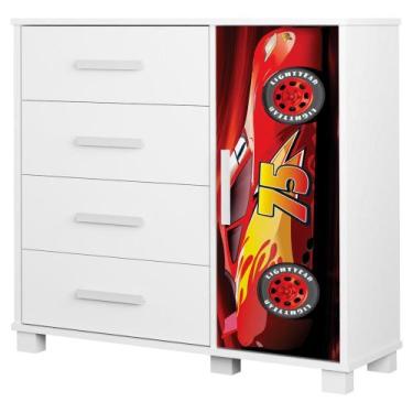 Imagem de Comoda 4 Gavetas 1 Porta MDF 81 cm Livia Decmade - Milani Store, Verme