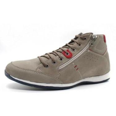 Imagem de Sapatenis Cano Alto Masculino Couro Calce Facil Elastico Detalhe Ziper Lateral Macio So...