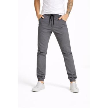 Imagem de Calça Jeans Jogger Masculina Slim Sarja Com Punho Elástico Casual Trab