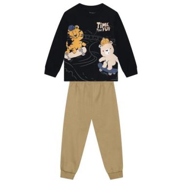 Imagem de Conjunto infantil menino em moletom de animais Brandili, 10, Preto