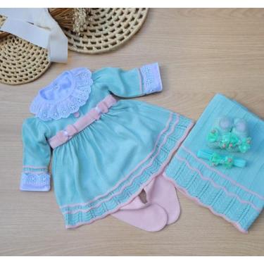 Imagem de Saída de maternidade menina vestido Luna em tricot 6 peças - sem marca
