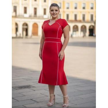 Imagem de Vestido Midi Plus Size Viés Moda Evangélica Feminina - Miss FLOWER, Ve
