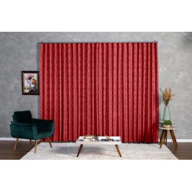 Imagem de Cortina Jacquard 2,80x2,70 Para Trilho Suíço - - Ludatex, Vermelho