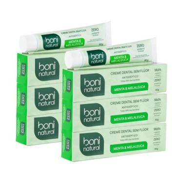 Imagem de Kit 6 Creme Dental Boni Natural Menta e Melaleuca 90g
