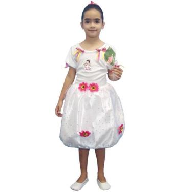 Imagem de Vestido Rosinha Infantil Noiva Turma da Mônica, G 9 - 12, Branco