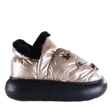 Imagem de Pantufa Feminina Flowfa Lucy com Pins Personalizáveis Dourado, 39/40
