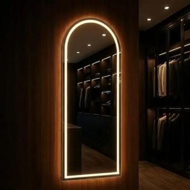 Imagem de Espelho Lopazzi Oval Base Reta 170x70 Com 3 Tons de Led Para Closet,Lo