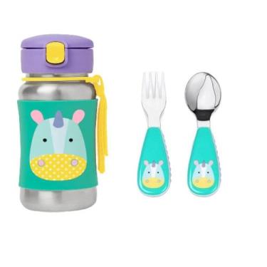 Imagem de Kit Garrafa  e Talher para bebês Skip Hop Inox Unicórnio