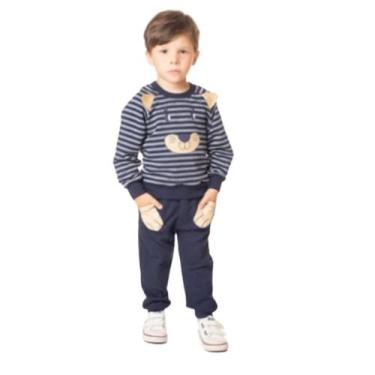 Imagem de Conjunto moletom flanelado infantil - inverno - Hrradinhos, Azul, 2T