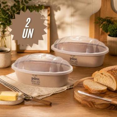 Imagem de Kit 2 Cesto Porta Pão Tampa Serve Pães Mesa Posta Cozinha Café da Manh