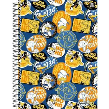 Imagem de Caderno Escolar Pato Donald 1Matéria 80Fl Adesivos Capa Dura - Animati