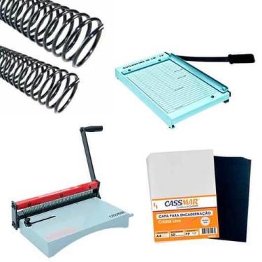 Imagem de Kit Encadernadora Color Vermelha+ Guilhotina E Insumos - Cassmar