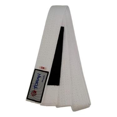 Imagem de Faixa infantil de jiu jitsu branca ponta preta - torah plus tamanho:m1