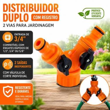 Imagem de Distribuidor Duplo com Registro 2 Vias Force Line Jardinagem