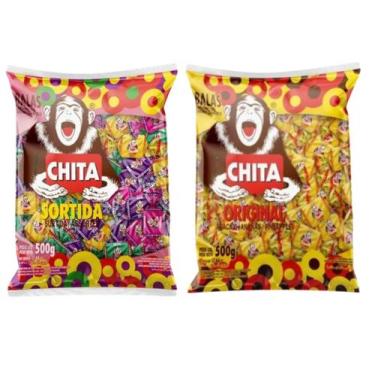 Imagem de Bala Mastigável Chita Sortida e Abacaxi 500g - 2 Pacotes