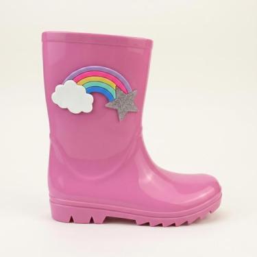Imagem de Galocha Infantil Feminina Estrela Arco Iris - Kimimo, Rosa, 23/24