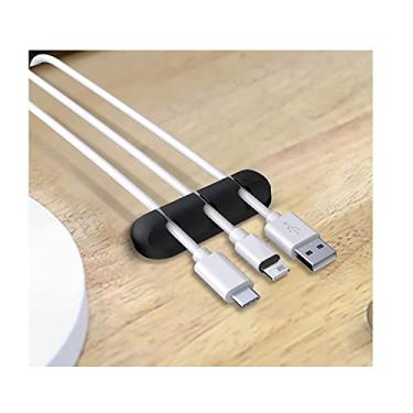 Imagem de Organizador De Fios E Cabos 3 Clip De Silicone Organizar Cabo Celular Escritório Setup Gamer Ambiente Clean Silicone Com cola Adesivo Parede Dupla Face 3m