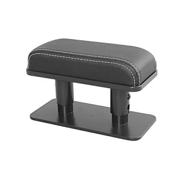 Imagem de JEYODA Almofada de apoio de braço para carro, suporte de cotovelo esquerdo, almofada de reforço de couro geral, caixa de apoio de braço central, apoio de braço ajustável (linha preta e branca)
