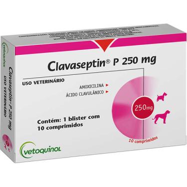 Imagem de Antibiótico Vetoquinol Clavaseptin P 250 mg para Cães e Gatos - 10 Comprimidos